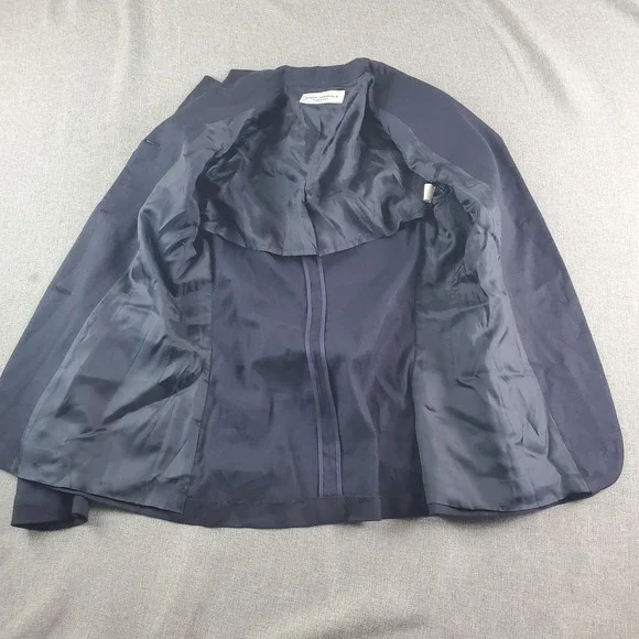Sonia Speciale Blazer Womens 42 Dark Blue Flax Linen Blend Half Lined Italy - Picture 4 of 14